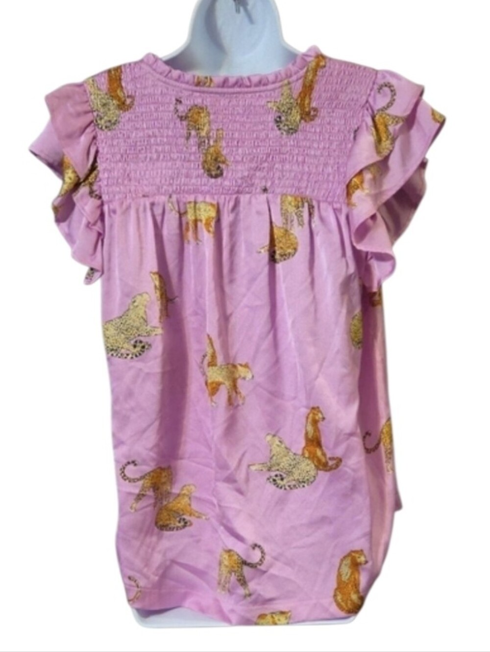 Umgee Pink Leopard Print Ruffle Sleeve Top - Picture 7 of 7